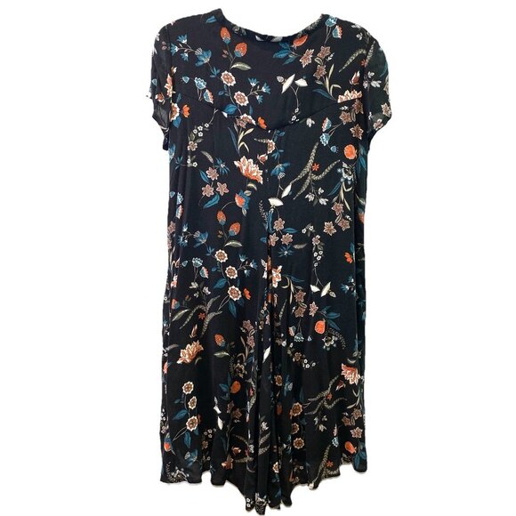 Torrid Womens Dress Black Floral Swing Keyhole Neckline Whimsigoth Boho Sz 0X - Picture 3 of 9